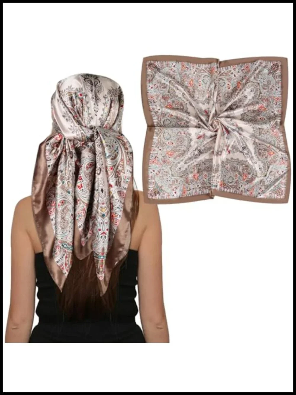 35 Inch Square Scarf Silk Satin Head Wrap for Sleeping